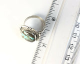 Native American Sterling Silver Navajo Thunder Mtn Turquoise Ring Size 7 3/4