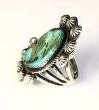 Large Native American Sterling Silver Navajo Kingman Turquoise Ring Size 6 & 7/8