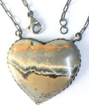Native American Sterling Silver Navajo Bumble Bee Jasper Heart Bar Necklace.