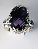 Sterling Silver 925 Oval Amethyst Filigree Size  8 Ring Bali Jewelry R011220