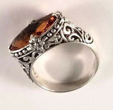 Sterling Silver Oval Cushion Cut Citrine Filigree Size 8 Ring R010202