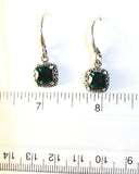 Sterling Silver 925 Square Green Quartz Filigree Dangle Earrings Bali Jewelry