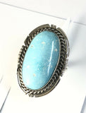 Native American Sterling Silver Navajo Blue Ridge Turquoise Ring Size 6 1/2