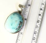 Native American Sterling Silver Navajo Indian Turquoise Pendant. Signed