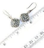 Sterling Silver 925 Square Blue Topaz Filigree Dangle Earrings Bali Jewelry