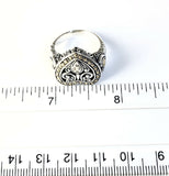Sterling Silver 925 Diamond 18 kt Gold Heart Filigree Ring Size 9 Bali Jewelry