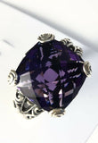 Sterling Silver Solid 925 Square Amethyst Filigree Size 8 Ring Bali Jewelry