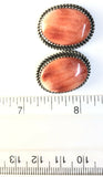 Native American Sterling Silver Oval Navajo Spiny Oyster Shell Earrings.
