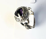 Sterling Silver 925 Triangular Cushion Amethyst Ring Size 7 Bali Jewelry