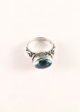 Sterling Silver 925 Oval Blue Topaz Filigree About Size 8 Ring Bali Jewelry