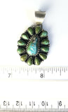 Native American Sterling Silver Navajo Sonoran Turquoise Pendant. Signed