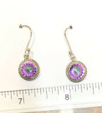 Sterling Silver 925 Round Faceted Mystic Topaz Dangle Earrings Bali Jewelry