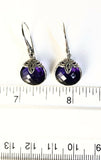 Sterling Silver 925 Pear Shaped Amethyst Filigree Dangle Earrings Bali Jewelry