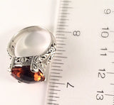 Sterling Silver 925 Square Cushion Citrine Filigree Size 9 Ring Bali Jewelry