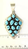 Native American Sterling Silver Navajo Sleeping Beauty Turquoise Pendant Signed