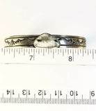 Native American Sterling Silver White Buffalo Turquoise Navajo Bar Cuff Bracelet
