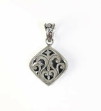 Sterling Silver 925 Filigree Floral Reversible Pendant Bali Jewelry