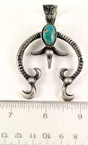 Native American Sterling Silver Navajo Indian Turquoise Naja Pendant. Signed