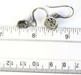 Sterling Silver 925 Square Citrine Filigree Dangle Hook Earrings Bali Jewelry