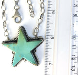 Native American Sterling Silver Navajo Kingman  Turquoise Star Bar Necklace.