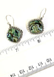 Sterling Silver 925 Square Shaped Abalone Shell  Dangle Earrings. Bali Jewelry