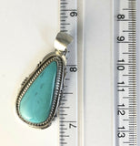 Native American Sterling Silver Navajo Indian Kingman Turquoise Pendant Signed