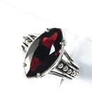 Sterling Silver 925 Marquise Garnet Filigree Ring Size 8 Bali Jewelry