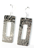 Sterling Silver 925 Hammered Rectangular Shaped Dangle Hook Earrings  Jewelry