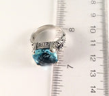 Sterling Silver Solid 925 Square Blue Topaz Filigree Size 7 Ring Jewelry R041802