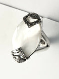 Sterling Silver 925 Oval Mother Of Pearl Ring Size About 8 Bali Jewelry