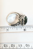 Sterling Silver 925 Pear Cushion Green Quartz Filigree Size 6 Ring Bali Jewelry