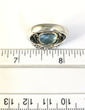 Sterling Silver 925 Oval Cushion Blue Topaz Filigree Size 8 Ring Bali Jewelry