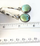 Native American Sterling Silver Navajo Kingman Turquoise Hoop Earrings. Signed