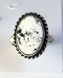 Native American Sterling Silver Navajo White Buffalo Ring Size 9 Adjustable