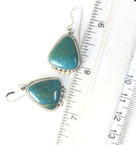 Native American Sterling Silver Navajo Indian Kingman Turquoise Dangle Earrings.