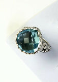 Sterling Silver 925 Pear Cushion Blue Topaz Filigree Size 6 Ring Bali Jewelry