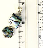 Sterling Silver 925 Square & Round Abalone Shell Hinged Pendant Bali Jewelry