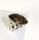 Sterling Silver 925 Marquise Citrine Filigree Size 9 1/4 Ring Bali Jewelry