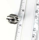 Sterling Silver Cushion Cut Round Onyx Filigree Inside Ring Size 7 R061901
