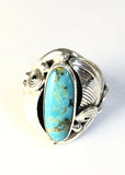 Native American Sterling Silver Navajo Kingman Turquoise Ring Signed Size 9 &1/2