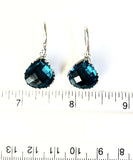 Sterling Silver 925 Pear London Blue Topaz Filigree Dangle Earrings Bali Jewelry