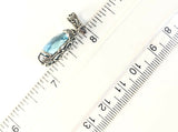 Sterling Silver 925 Oval Filigree Blue Topaz Reversible Pendant Bali Jewelry