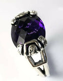 Sterling Silver 925 Oval Amethyst Filigree Size  6 Ring Bali Jewelry R011112
