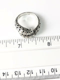 Sterling Silver 925 Etched Double Dome Filigree Inside Size 9 &1/4 Ring R121102
