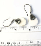 Sterling Silver 925 Pear White Mother Of Pearl Dangle Earrings.Bali Jewelry
