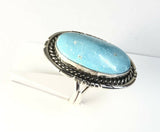 Native American Sterling Silver Navajo Blue Ridge Turquoise Ring Size 6 1/2
