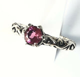 Sterling Silver 925 Round Faceted Pink Quartz  Filigree Size 7 Ring Bali Jewelry