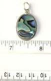 High Polish Sterling Silver 925 Oval Abalone Shell Rope Border Design Pendant