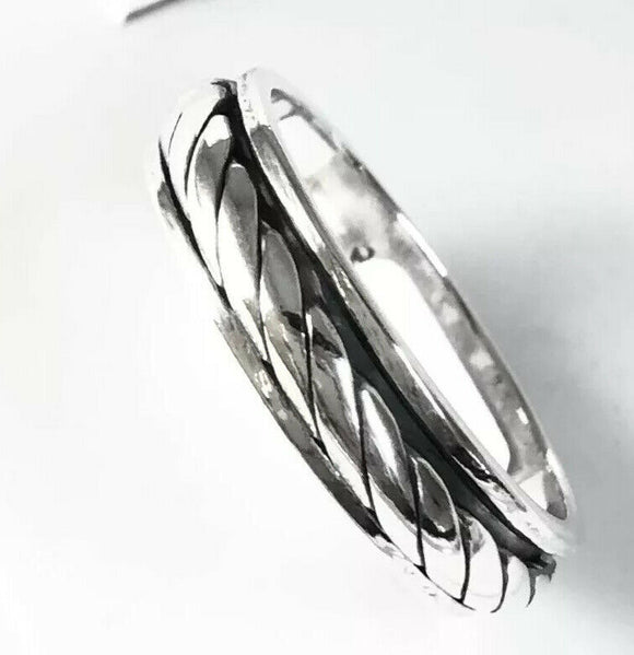 Handmade Sterling Silver 925 Rope Design Spin Spinner Ring Size 11