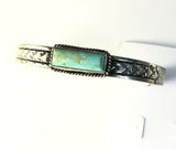 Native American Sterling Silver Kingman Turquoise Navajo Bar Cuff Bracelet